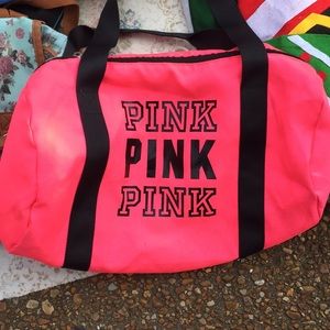 pink duffel bag